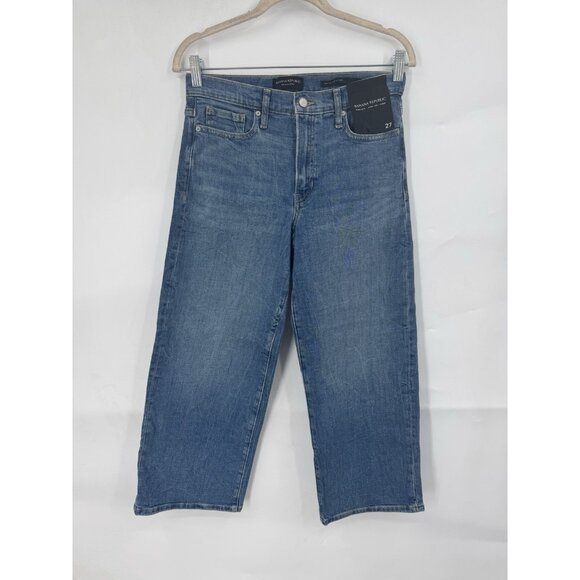 Banana Republic Wide Leg High Rise Crop Jean Women 27 Blue Wash Denim NEW - Picture 1 of 9